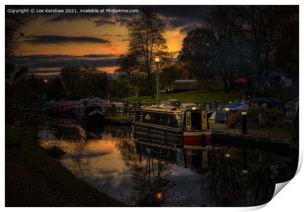 Dusk at Goytre Wharf (Monmouthshire and Brecon Canal) Print by Lee Kershaw
