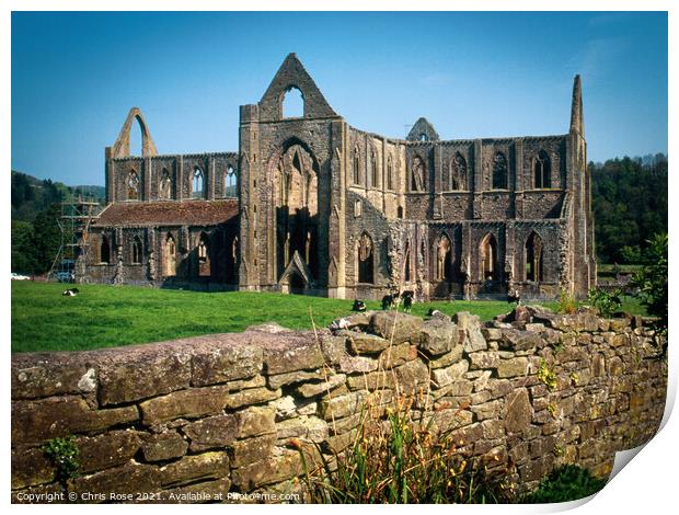 Wye Valley, Tintern Abbey Print by Chris Rose