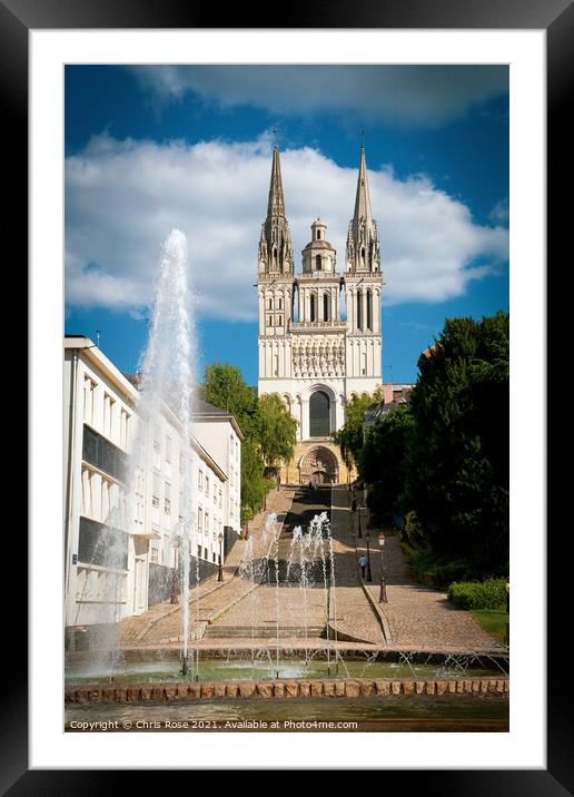 Angers, Cathedral St Maurice and fountain Framed Mounted Print by Chris Rose