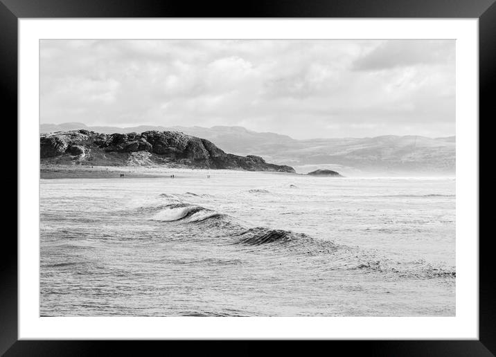 Waves crash onto Criccieth beach Framed Mounted Print by Jason Wells