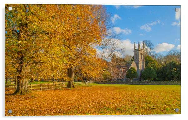 St Nicholas Church ,Chawton near Alton Hampshire. Autumn  Acrylic by Philip Enticknap