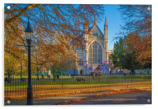 Winchester Cathedral in Autumn,Hampshire ,England. Acrylic by Philip Enticknap