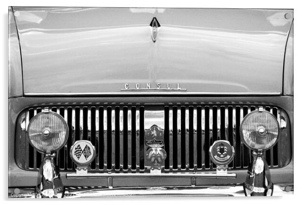 Ford Consul radiator grill Acrylic by Chris Rose