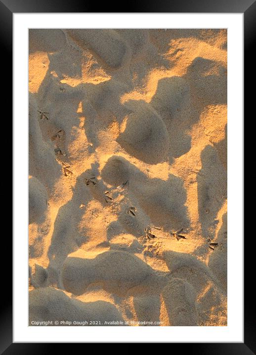 BIRD PRINTS IN SAND Framed Mounted Print by Philip Gough