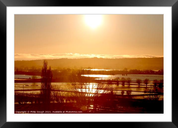 Sunset Over The Levels 2 Framed Mounted Print by Philip Gough