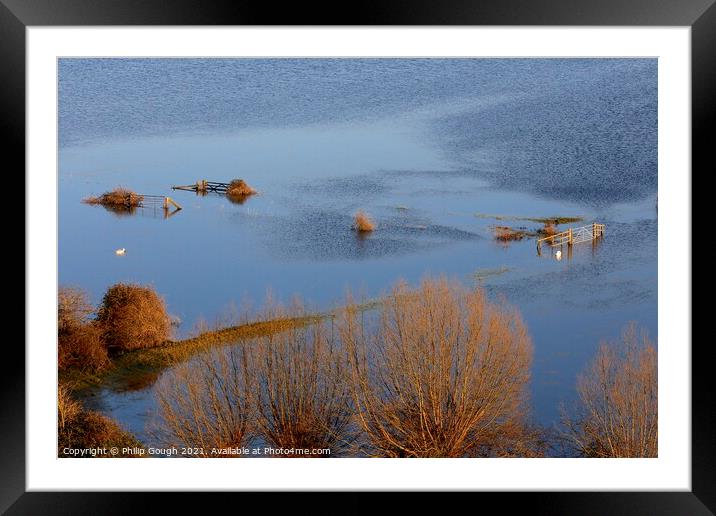 Floods on the Levels Framed Mounted Print by Philip Gough