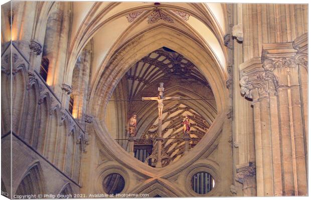 A CLOSE VIEW OF CATHEDRAL INTERIOR Canvas Print by Philip Gough