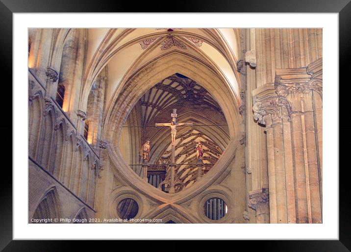 A CLOSE VIEW OF CATHEDRAL INTERIOR Framed Mounted Print by Philip Gough
