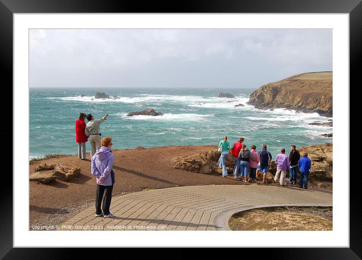 PEOPLE ON LANDS END Framed Mounted Print by Philip Gough