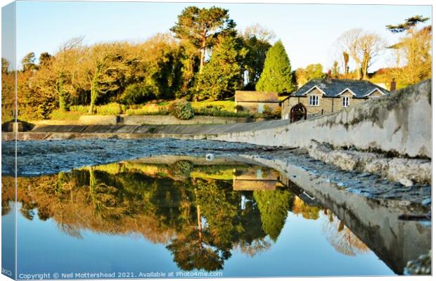 Polridmouth Reflections. Canvas Print by Neil Mottershead