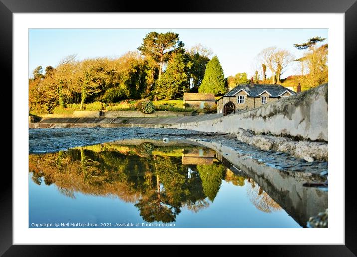 Polridmouth Reflections. Framed Mounted Print by Neil Mottershead