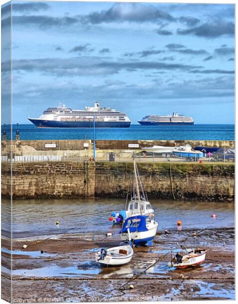Paignton Harbour with two Cruise Ships Canvas Print by Elizabeth Chisholm