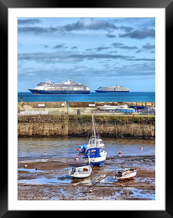 Paignton Harbour with two Cruise Ships Framed Mounted Print by Elizabeth Chisholm