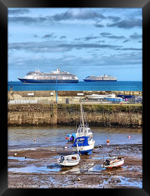 Paignton Harbour with two Cruise Ships Framed Print by Elizabeth Chisholm