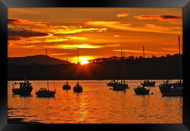 Sun down at Loch Creran Framed Print by Joyce Storey