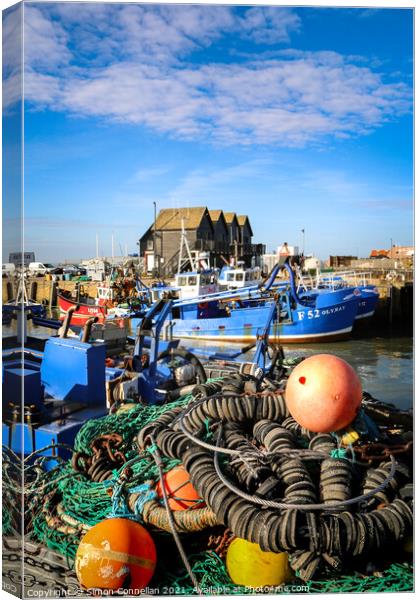 Whitstable Harbour Boats  Canvas Print by Simon Connellan
