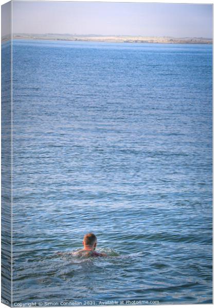 Whitstable Swimming Canvas Print by Simon Connellan