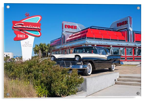 Sunliner Diner at Gulf Shores, Alabama Acrylic by Arterra 