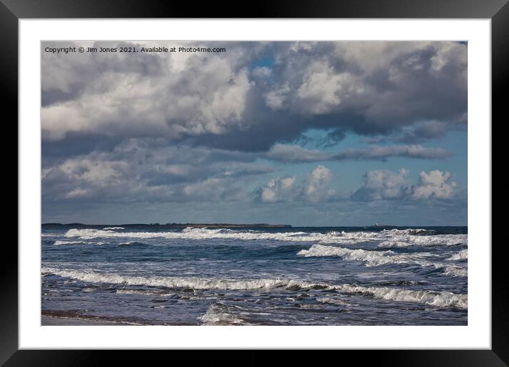 Stormy Seas at Druridge Bay Framed Mounted Print by Jim Jones