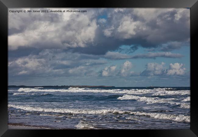 Stormy Seas at Druridge Bay Framed Print by Jim Jones