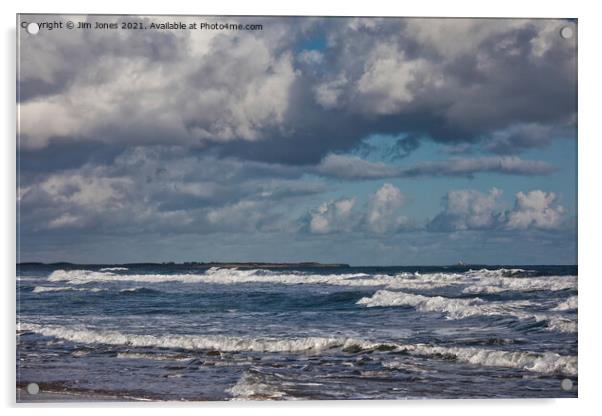 Stormy Seas at Druridge Bay Acrylic by Jim Jones