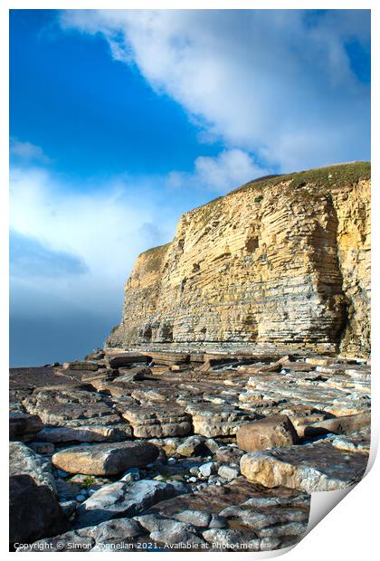 Sunrise Glamorgan Heritage Coast Print by Simon Connellan