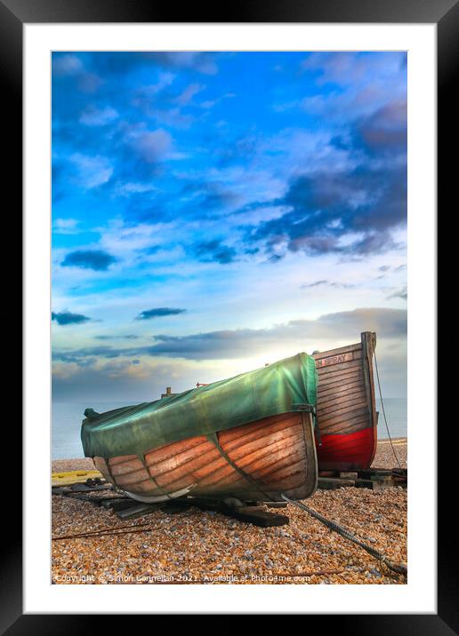 2 boats, Walmer Kent Framed Mounted Print by Simon Connellan