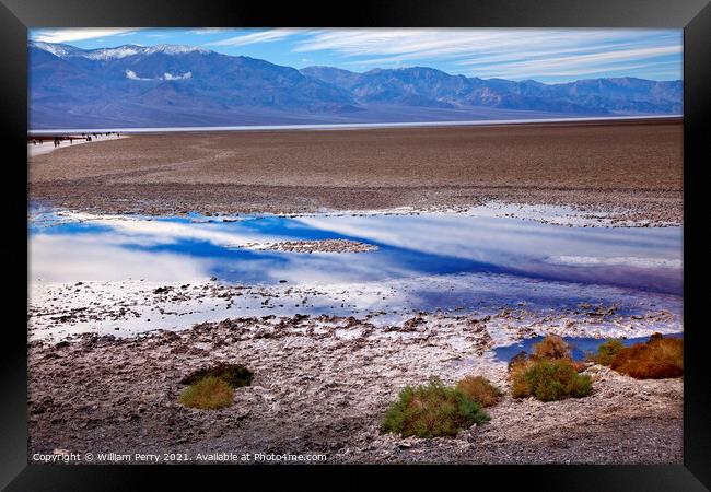 Badwater Panamint Mountains Death Valley National Park Californi Framed Print by William Perry