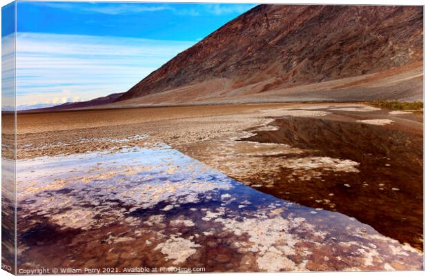 Badwater with Black Mountains Death Valley National Park Califor Canvas Print by William Perry