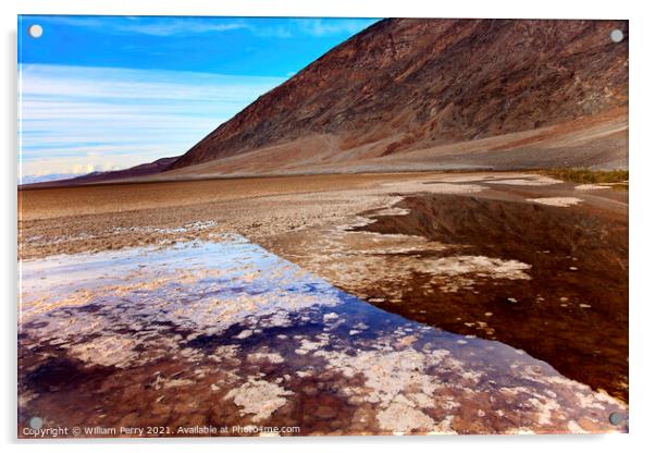 Badwater with Black Mountains Death Valley National Park Califor Acrylic by William Perry