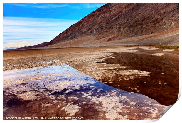 Badwater with Black Mountains Death Valley National Park Califor Print by William Perry