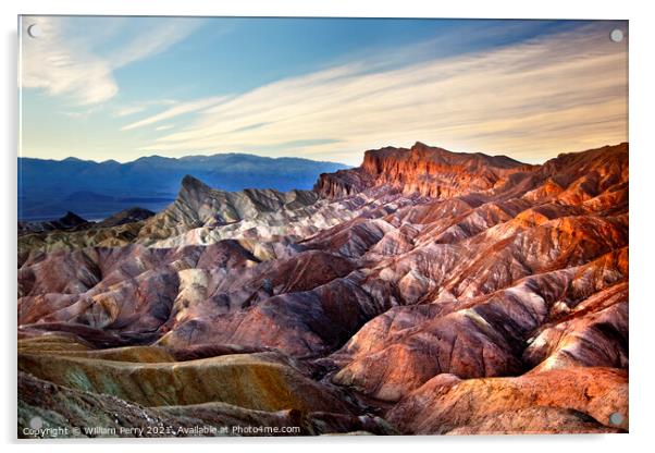 Zabriskie Point Manly Beacon Death Valley National Acrylic by William Perry