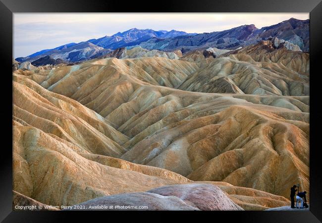 Photographing Zabruski Point Death Valley National Park Californ Framed Print by William Perry