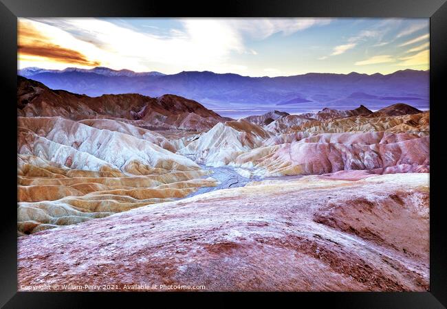 Zabruski Point Death Valley National Park California Framed Print by William Perry
