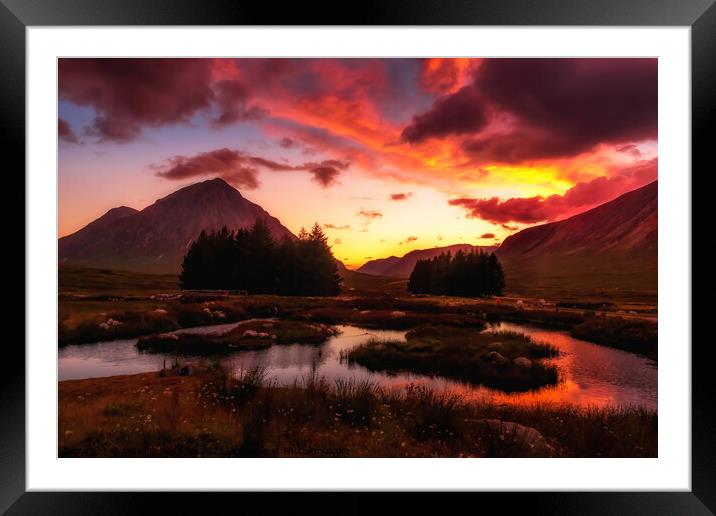 Sunset in Scottish Highlands Framed Mounted Print by Jadwiga Piasecka