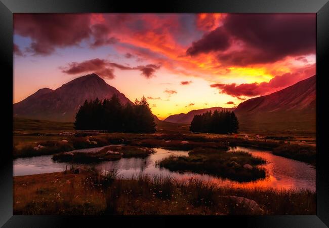 Sunset in Scottish Highlands Framed Print by Jadwiga Piasecka