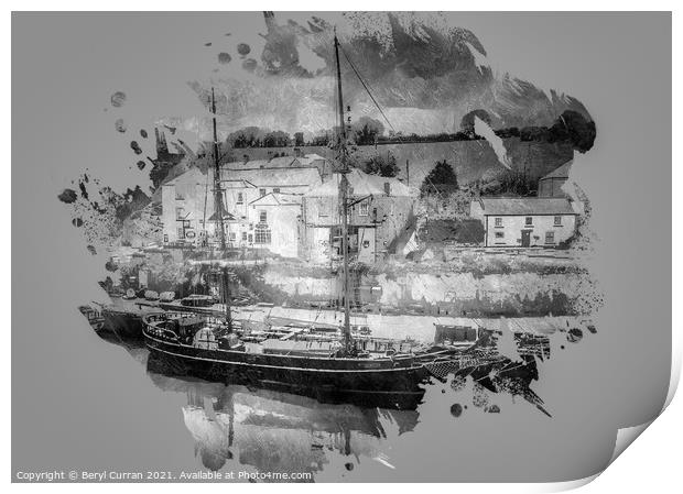 Majestic Tall Ship in Charlestown Harbour Print by Beryl Curran