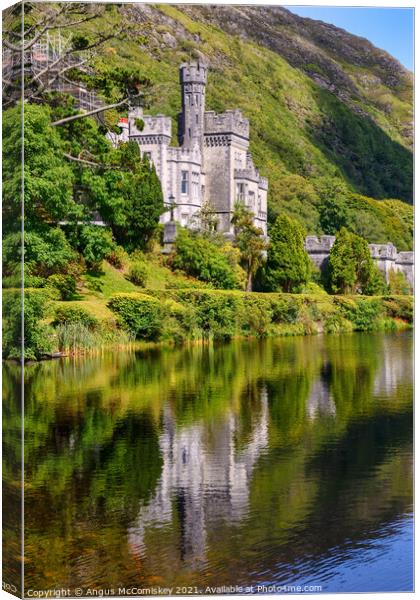 Kylemore Abbey reflections, County Galway Canvas Print by Angus McComiskey