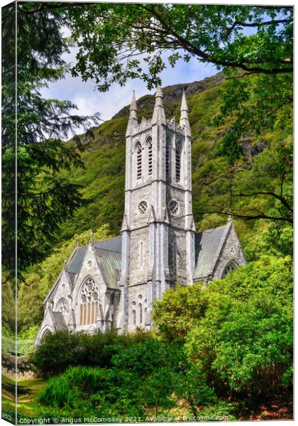 Church at Kylemore Abbey, County Galway Canvas Print by Angus McComiskey