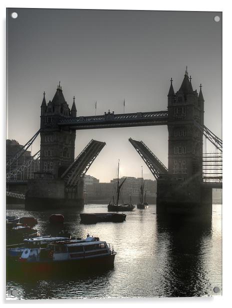 Sunrise at Tower Bridge HDR BW Acrylic by David French