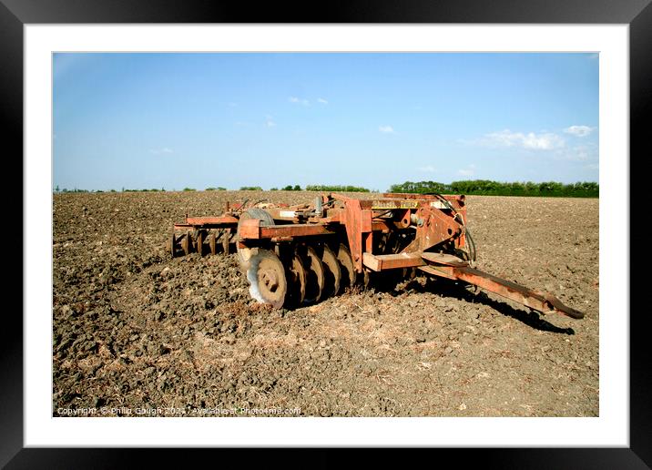 FIELD PLOUGHING MACHINE Framed Mounted Print by Philip Gough