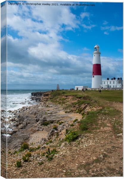 Blue skies over Portland Bill Canvas Print by Christopher Keeley