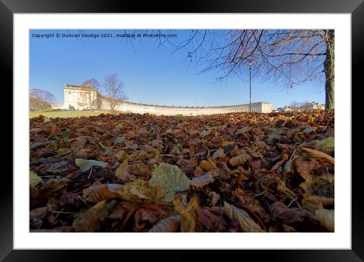 Autumn leaves at the Royal Crescent Bath Framed Mounted Print by Duncan Savidge