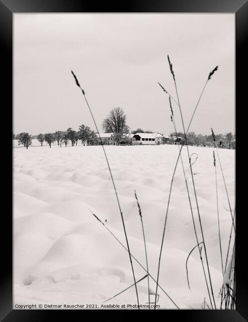 Winter Landscape with Farm in Lower Austria Framed Print by Dietmar Rauscher