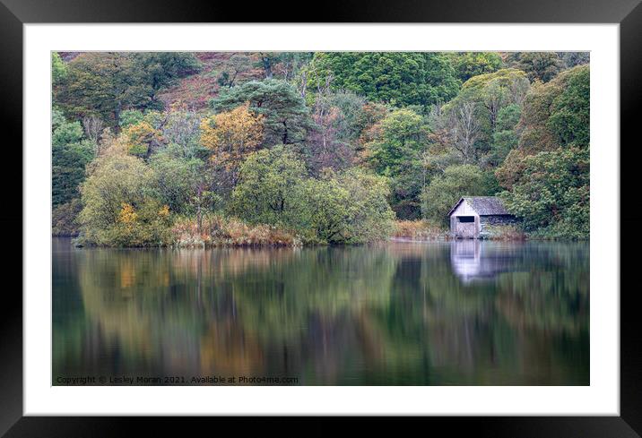 Autumn Colours by the Boat House Framed Mounted Print by Lesley Moran