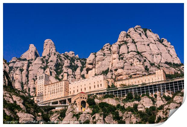 The Santa Maria de Montserrat monastery and impressive rock form Print by Mehul Patel