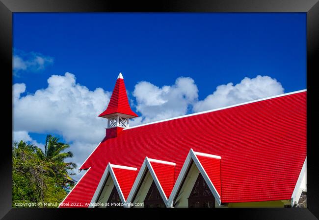Red roof of church (Notre Dame Auxiliatrice), Cap Malheureux, Ma Framed Print by Mehul Patel