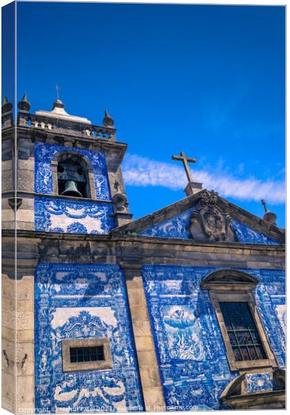 Upward shot of colourful tiled exterior of Capela (Chapel) das Almas - Porto, Portugal. Canvas Print by Mehul Patel