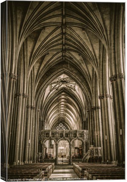 Inside the nave of Bristol Cathedral Canvas Print by Mehul Patel