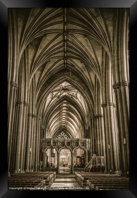 Inside the nave of Bristol Cathedral Framed Print by Mehul Patel